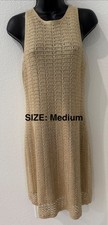 ELIE TAHARI | GOLD Metallic | CROCHET Knit RACERBACK Dress | Size Medium & Large