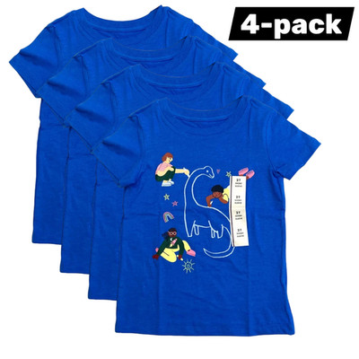 4-PACK Cat & Jack Toddler Kids T-Shirts Dino Chalk Blue - Size 2T or 3T