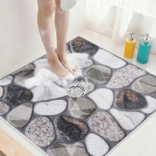 Square Shower Mat Non Slip: 32x32 Inch Extra Large Shower Mats with Drain Hol...