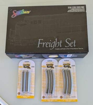 Bachmann Spectrum N Scale 7 Car Freight Train Set 24101 w/ Extra Track