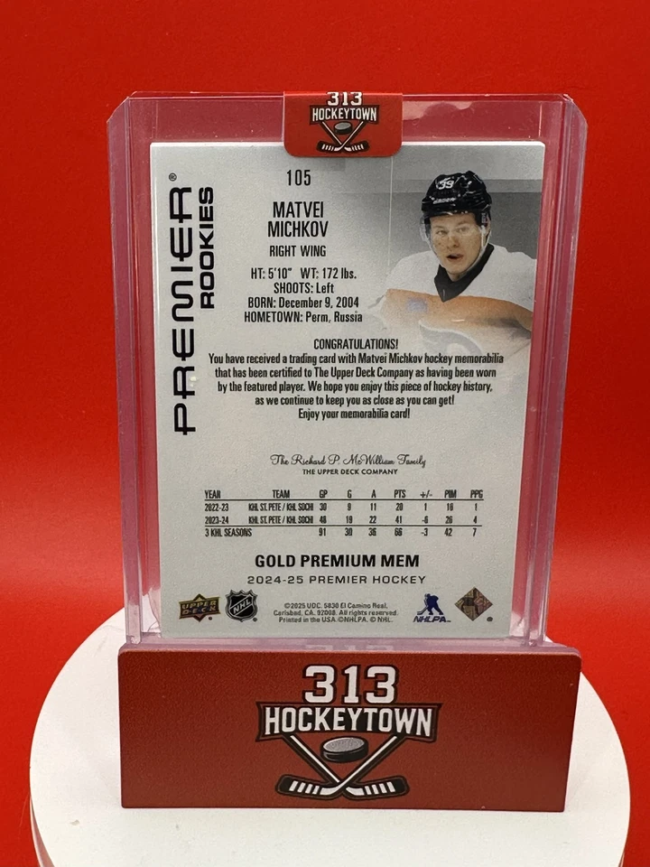 Matvei Michkov 2024-25 UD Premier GOLD Rookie Jersey /25 Philadelphia Flyers - Image 2 of 2