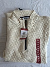 Lands End Quarter Zip Tan New With Tags XL Extra Large Oatmeal Cream Mens