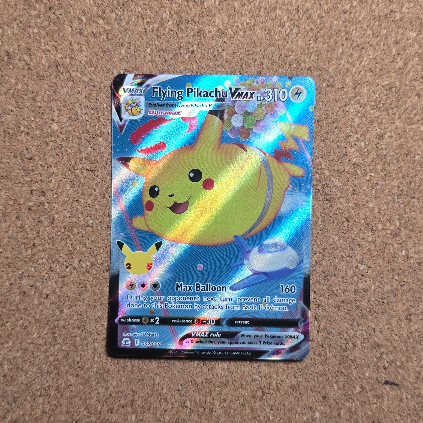 #1 Flying Pikachu VMAX 7/25 Celebrations Holo Pokemon TCG *CZ