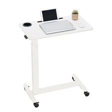 Height Adjustable Overbed Table with Wheels, Rolling Laptop Standing Desk, Po...