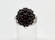 835/- Silberring, Granat, Rund, Muster, Gr. 57, 15 mm breit, Vintage