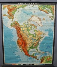 Map of North America Vintage Mural Rollable Wall Chart Poster