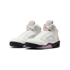 MENS AIR JORDAN 5 RETRO_WHITE/MED SOFT PINK-BLACK HQ7978-102-SIZE 10