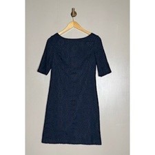 Adrianna Papell Navy Lace Sheath Dress Knee Length Zip Back Size 4