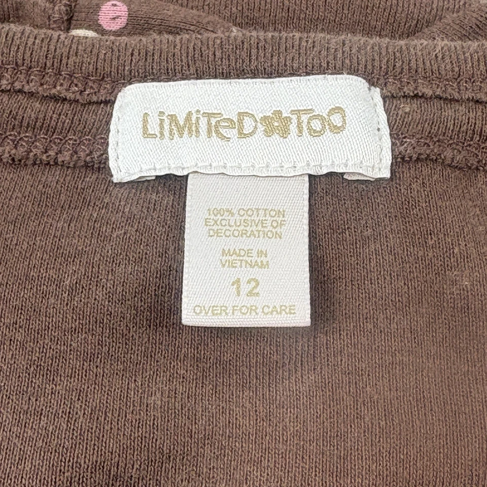 Vintage 00s Limited Too Babydoll Top Girls 12 Brown Pink Butterflies V Neck Y2K - Image 4 of 4