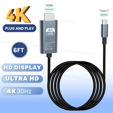 4K Phone to HDMI TV Type-C Mirroring Cable 30Hz 6FT For iPhone 17 16e 15 Android
