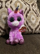 Ty Beanie Boo Rosette Unicorn Plush Purple 6-inch Stuffed Animal Doll