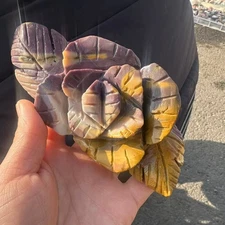 1pc Natural Yolk Stone Quartz Carved Flower Skull Crystal Reiki Decor Gift