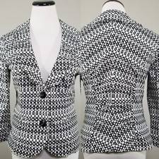 Cabi Geometric Circle Print Blazer 4 Black White Mod 3/4 Sleeve Jacket 298