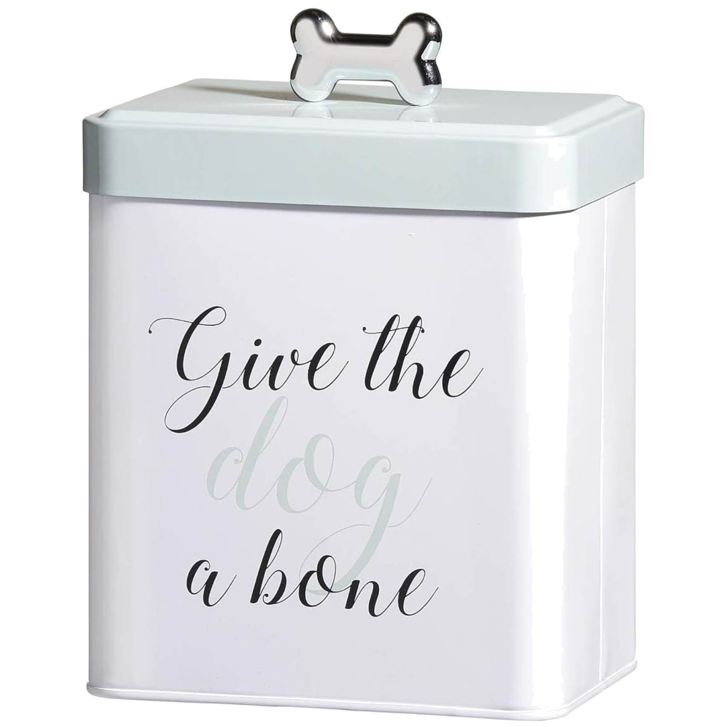 Stylish Dog Treat Storage Canister - 96oz Airtight Metal Container with Mint Lid