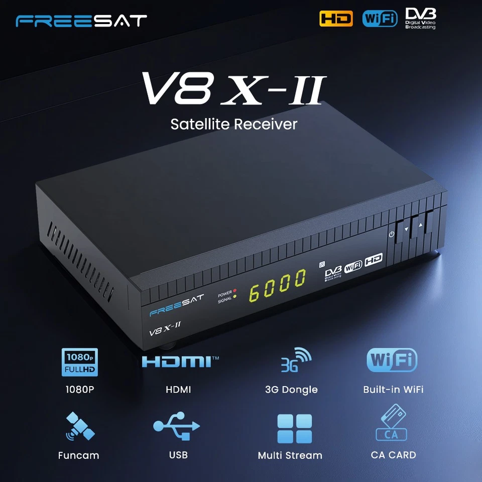FHD Ku/C Digital Satelliten TV Receiver Box Auto BISS Media Player DVB-S2X/S2/S - Bild 1 von 4