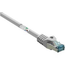 Image of Renkforce RF-5044048 RJ45 Network cable CAT 6A S/FTP Grey 0.15 m Flame-retardant