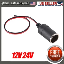 Car Cigarette Lighter Charger Cable Power Female Socket Plug Adapter DC 12V/24V