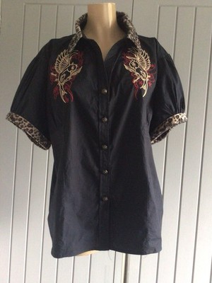 RUMBLE59 HEAVEN AND HELL SHIRT 3XL UK 18 ROCKABILLY BOWLING SHIRT PIN UP HOT ROD