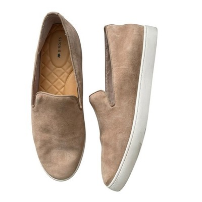 Birdies Womens 9 The Swift Slip On Sneakers Tan Suede Leather Loafer Shoes