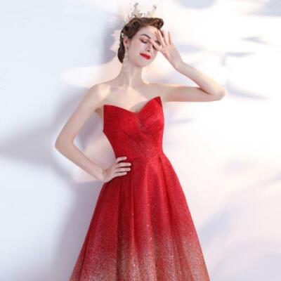 Gorgeous Off Shoulder Gradient Red Evening Dresses Cocktail Banquet Prom  Gown MG | eBay