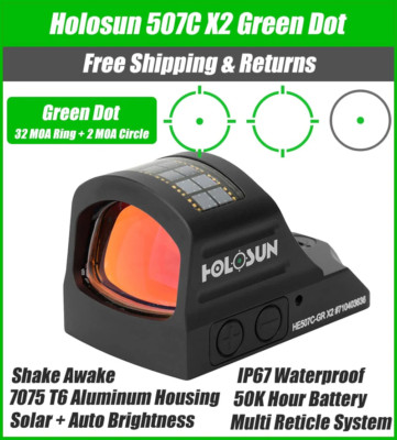 Holosun Solar Reflex Multi-Reticle Green Dot Sight Concealed Carry  HE507C-GR-X2
