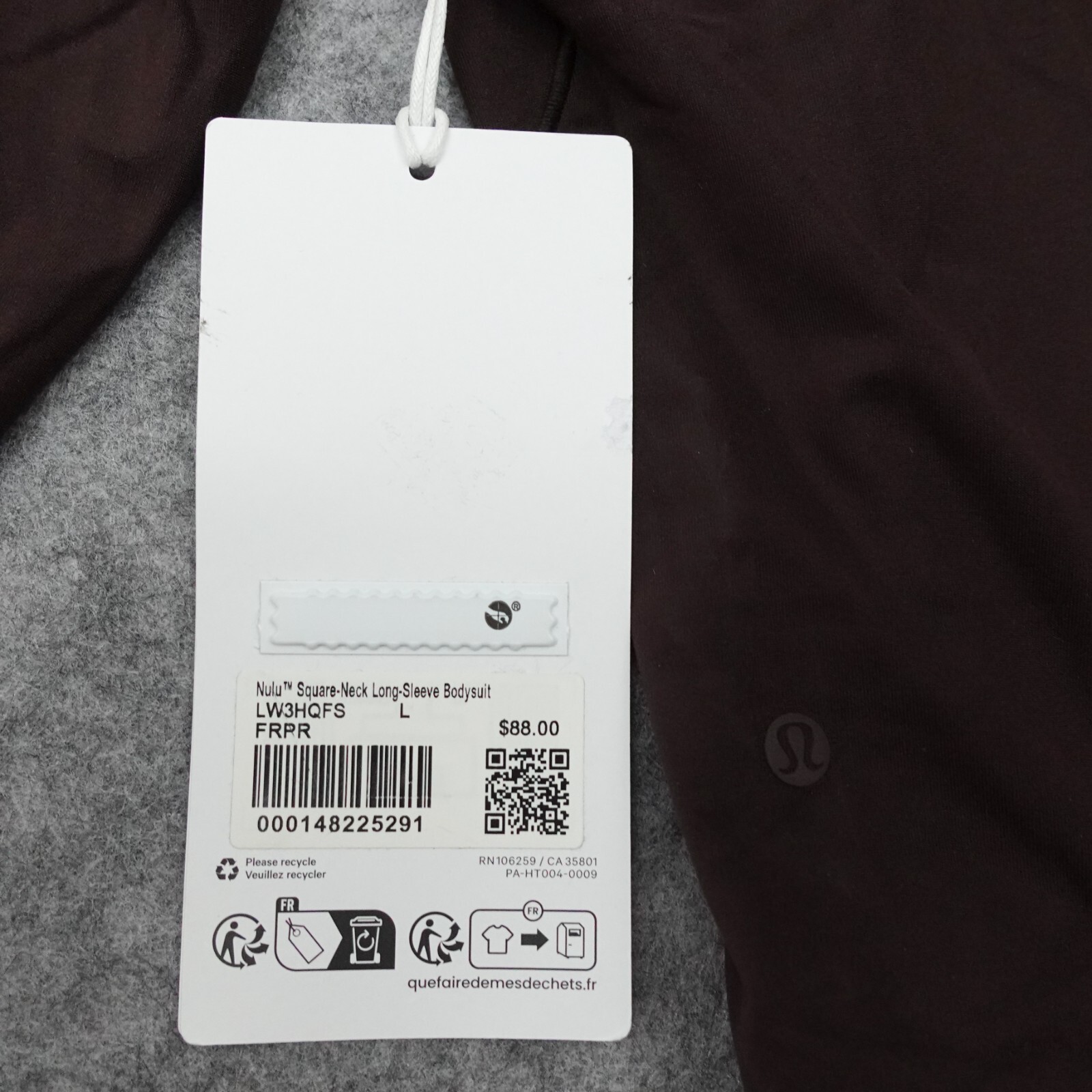 Lululemon Nulu Square Neck LS Thong Bodysuit FRPR French Press Brown Size Large