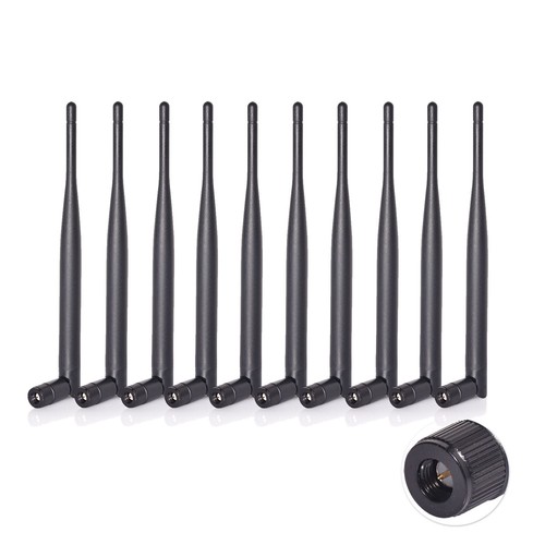 10 Antenne WiFi Dual Band SMA Maschio 2.4GHz 5GHz 6dBi Per Telecamere IP E Sorveglianza - Eightwood