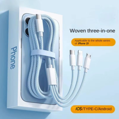 3 In 1 Fast Charging Cable Xiaomi, iPhone, Micro USB Type C Multiple USB C 100W