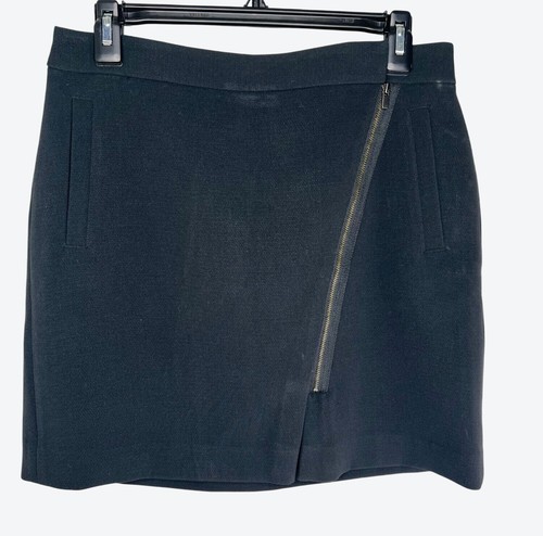 Banana Republic Womens Black Asymmetrical Zip Mini Skirt Size 6 - Picture 11 of 15