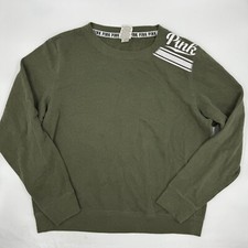 PINK Women's Pullover Sweatshirt Size M Green Cotton Blend Long Sleeve Logo
