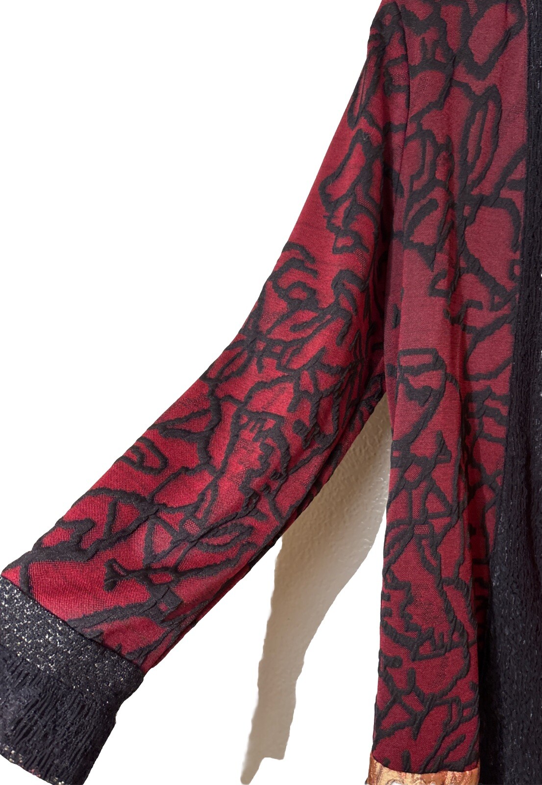 Chicos Red Patchwork Duster Kimono Open Front Siz… - image 4