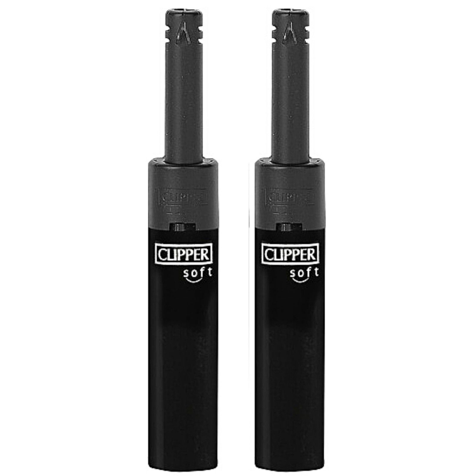 2 x Clipper Lighters Mini Tube Black Soft Color Nose Design for