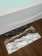 Gold Marble Black and White Bath Mat for Bathroom Mat Bath Rug Doormat 24x16Inch