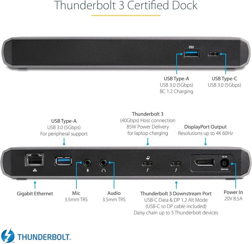 StarTech Thunderbolt 3 Docking Station (TB3DOCK2DPPD) - Image 2 of 4