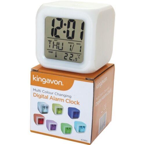 Kingavon Digital Alarm Clock Illuminated Colour Changing - ideal for camping