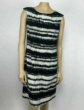 Dressbarn Sheath Dress Size 8 Brown White Black Sleeveless Career Stretch