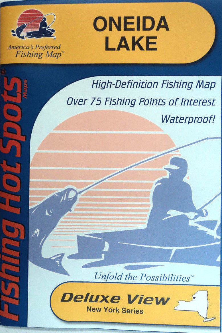 Oneida Lake Detailed Fishing Lake Map, GPS Pts, Waterproof, Depth