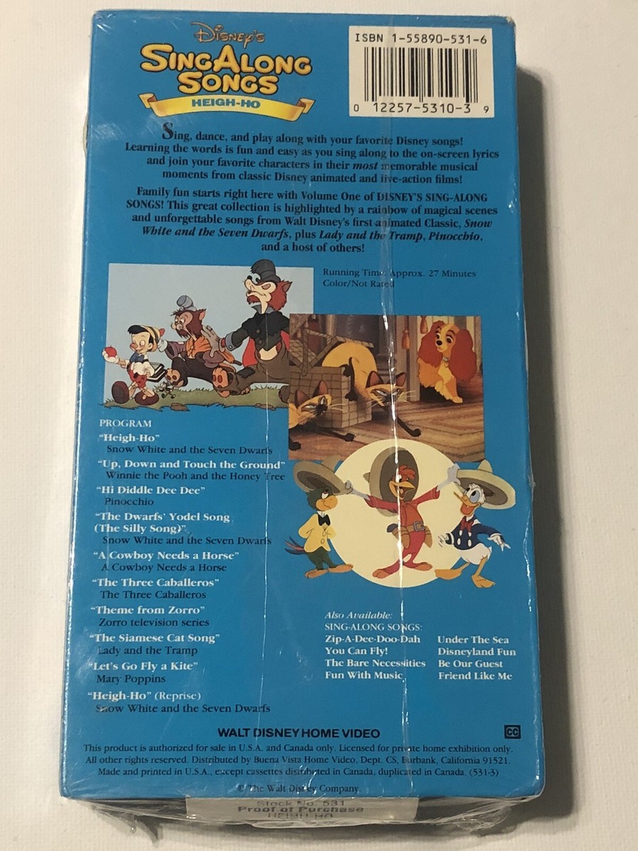 Disneys Sing Along Songs - Snow White: Heigh-Ho (VHS, 1994) V1
