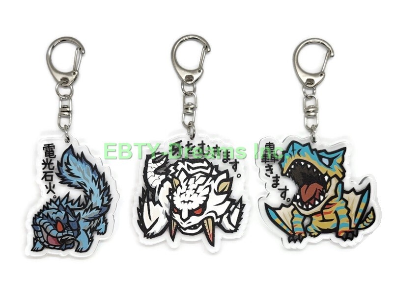 Set of 3 Monster Hunter Anime Acrylic Keychain Barioth, Tobi