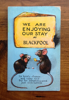 Wir genießen unseren Aufenthalt in Blackpool - Neuheit herausziehbare Postkarte. 1924.