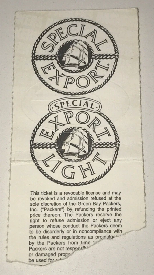 Green Bay Packers Ravens 10/25/98 Ticket Stub Brett Favre Start Streak Game #100 - Image 2 of 2