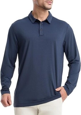 Threads 4 Thought Mens Polo Shirts Lond Sleeve Blue XXL A000522