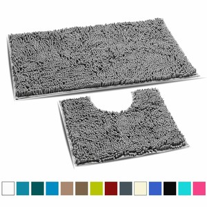 Memory Loop Design Bath Mat Set 2 Pcs Non Slip Pedestal Mat Toilet Bathroom Rugs Ebay