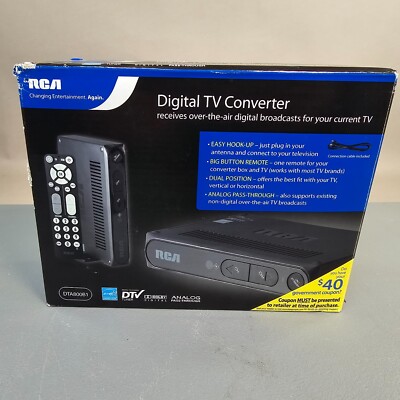 RCA Digital-to-Analog TV Converter Box DTV Tuner w AV Cable DTA800B1