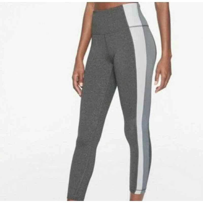 Athleta Powervita Colorblock Gray 7 8 Leggings Size Small