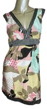 Lipsy Dress Size 10 Silk Knee Length Sleeveless Floral Polka Dot Print
