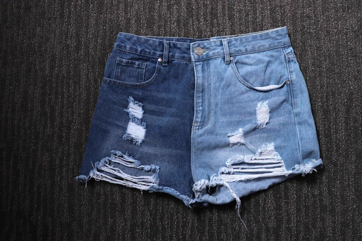 Blue Savvy Streetwear Distressed Denim Cut Off Jean Shorts High Waist Women s 9
