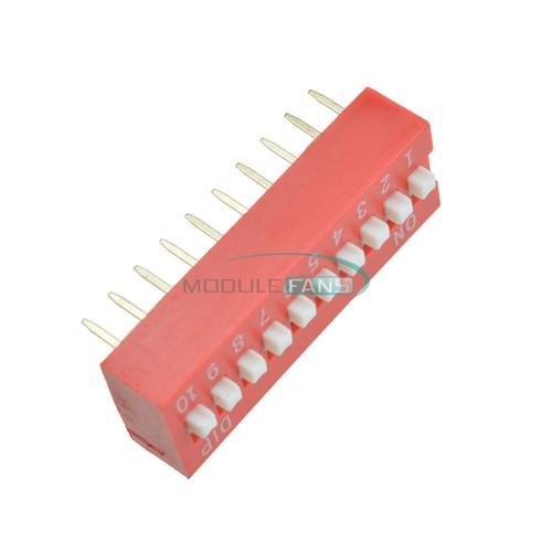 100pcs 2.54mm Slide Type Switch Module 10-Bit 10 Position Way DIP Red Pitch - Bild 6 von 7