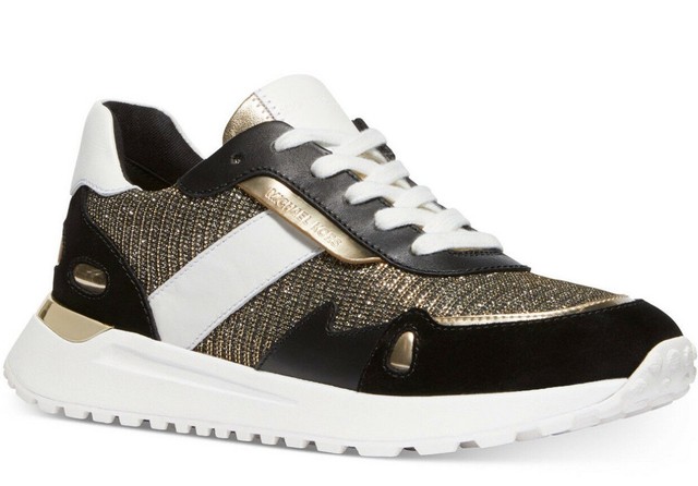 michael kors sneakers black and gold
