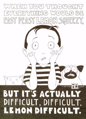 Mary Engelbreit-EASY PEASY LEMON SQUEEZY-Blank Engeldark Card/Envelope-NEW!